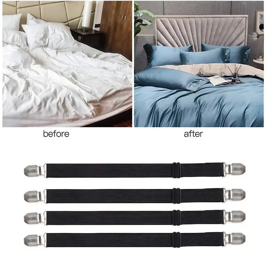 4PCS Adjustable Bed Sheet Fasteners - Secure Any Bedding Effortlessly