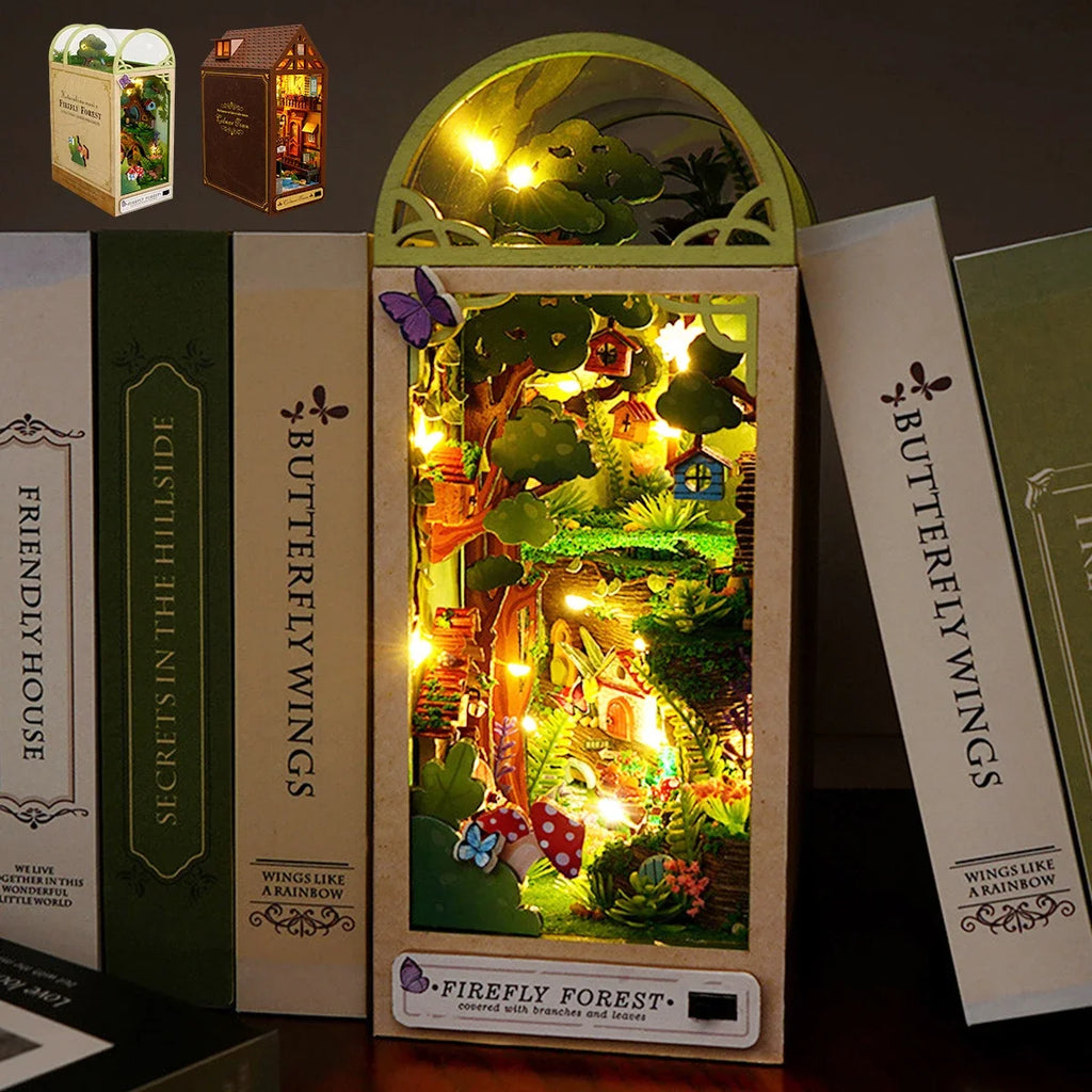 DIY Miniature Book Nook Kit - 3D Wooden Shelf Insert for Adults