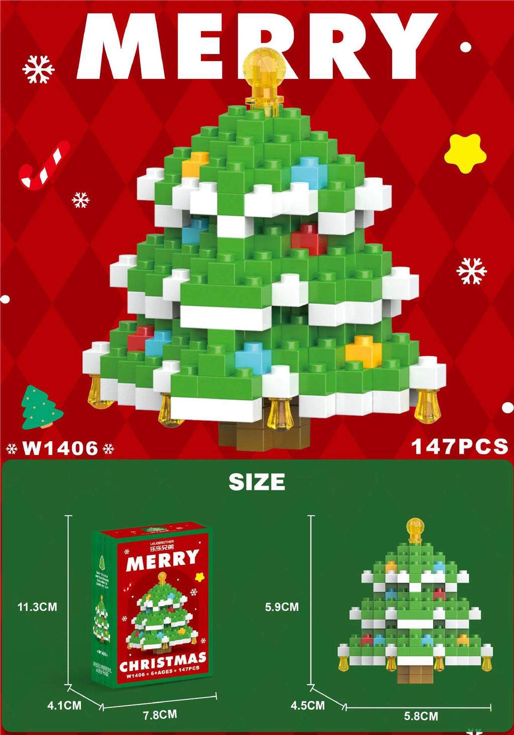 Festive Micro Building Block Set: Santa, Snowman & Christmas Tree