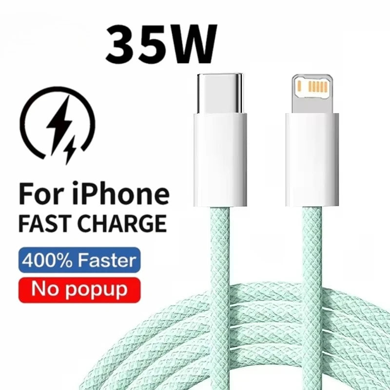 35W Fast Charge PD Cable for iPhone & USB-C Devices - 1m/2m Braided