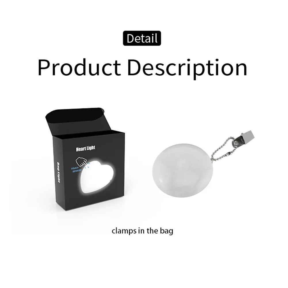 LED Heart & Round Shaped Handbag Light - Creative Keychain Gift