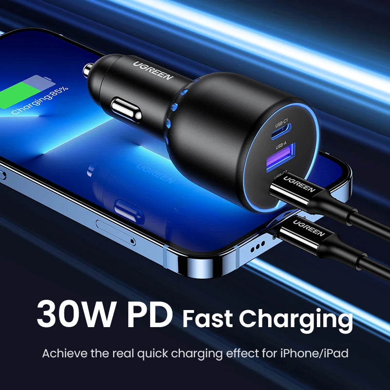 UGREEN 130W USB C Fast Car Charger - Rapid Multi-Device Charging