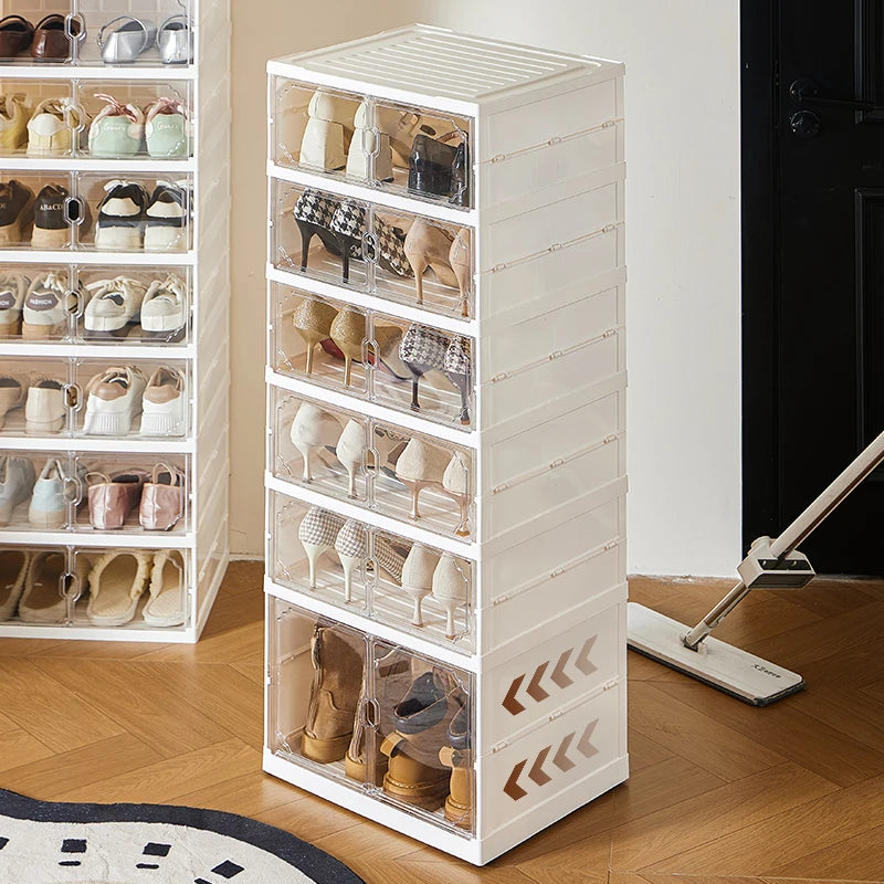 Foldable Shoe Storage Cabinet - Space-Saving Organizer for Boots & Toys