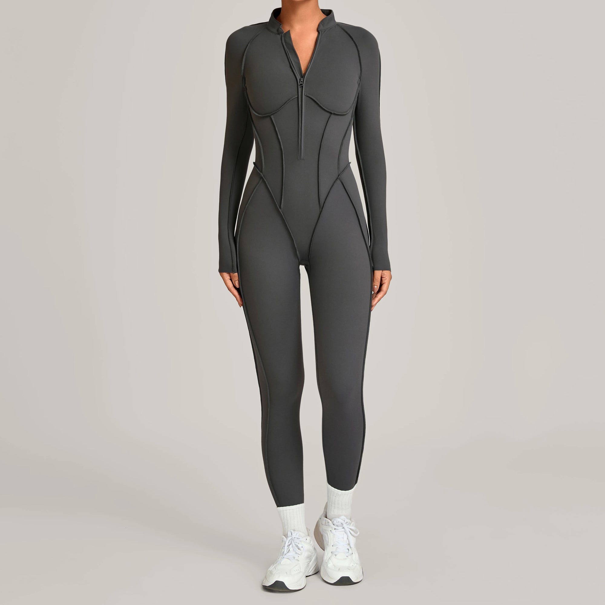 ZEEHOOH Women's High Elasticity Yoga Zipper Bodysuit