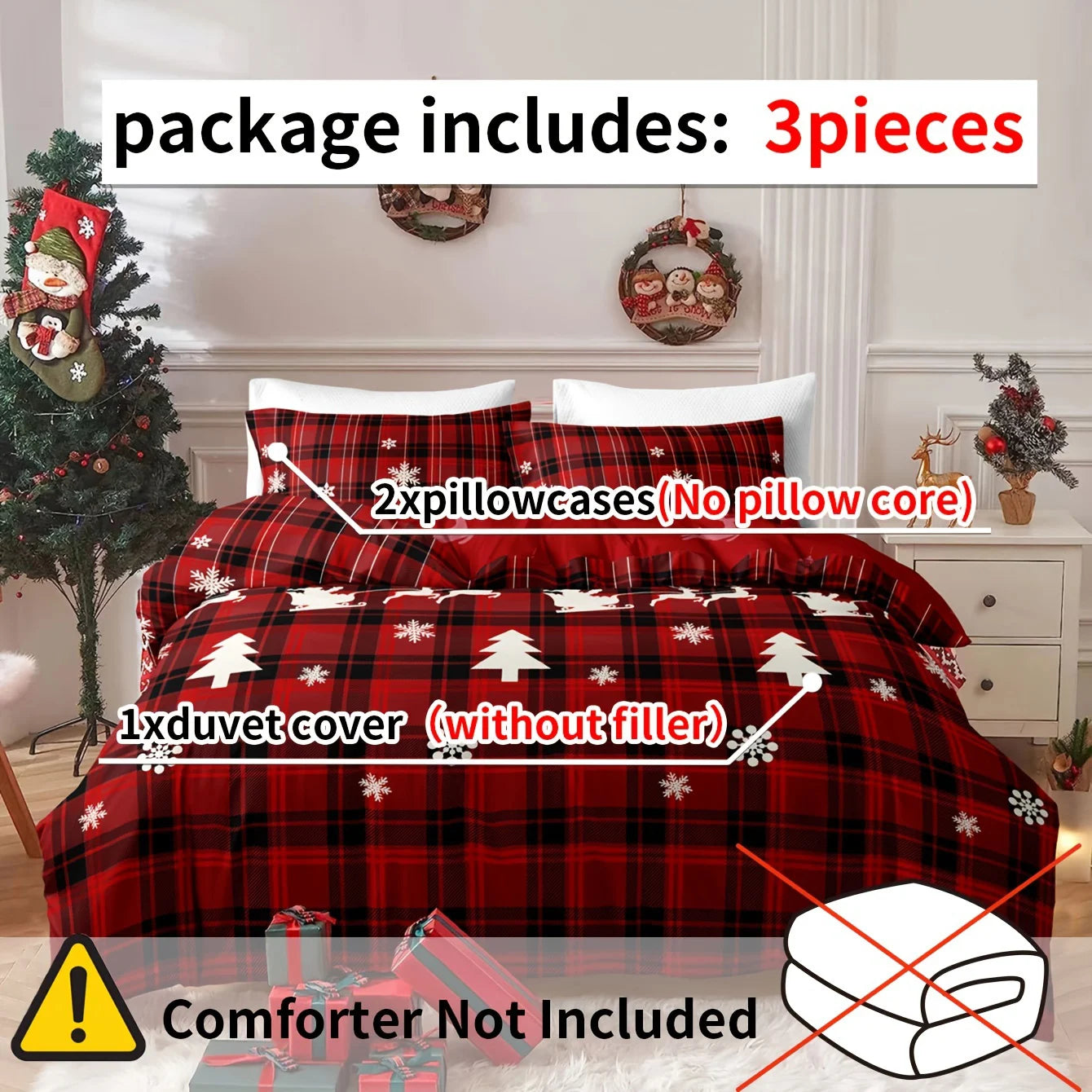 Cozy 3-Piece Christmas Duvet Cover Set | Soft & Hypoallergenic