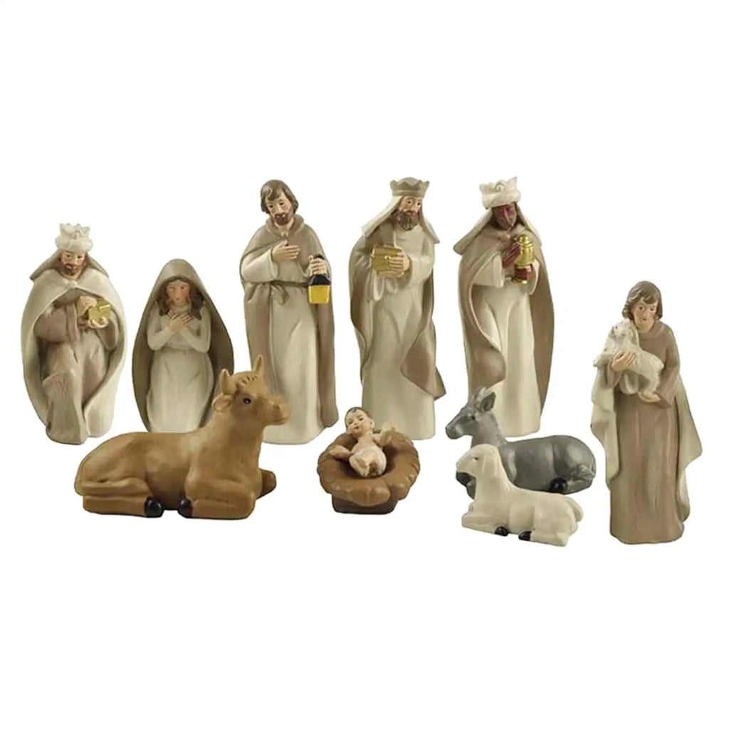 10-Piece Christmas Nativity Set - Elegant Resin Decor for Holiday Joy
