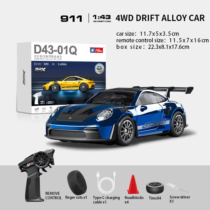Macro Star D43 RC Drift Car - Eye-Catching Luminous 1:43 Alloy Model