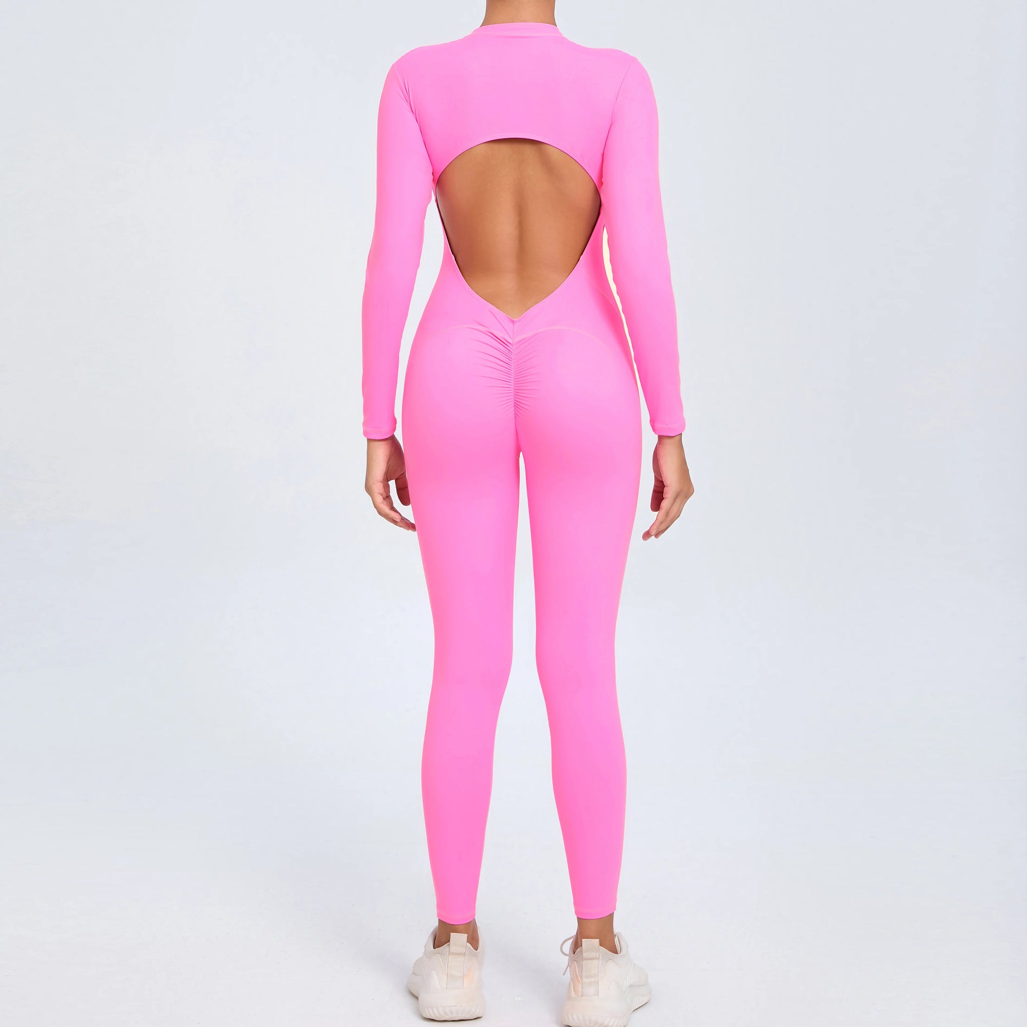 Stylish Women's Yoga Jumpsuit - Long Sleeve & Backless Design