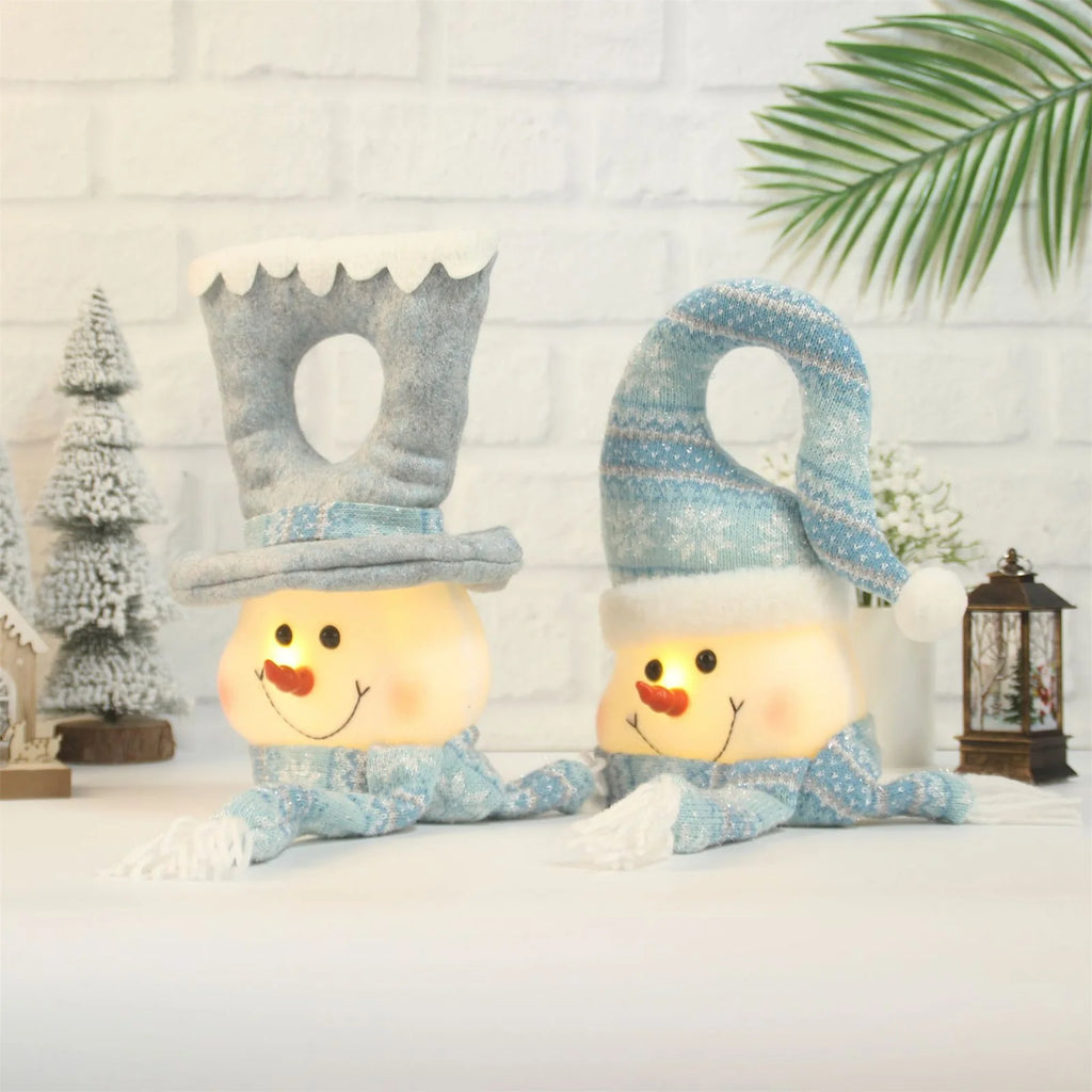 Glowing Blue Snowman Ornament - Magical Ocean Style Christmas Decor