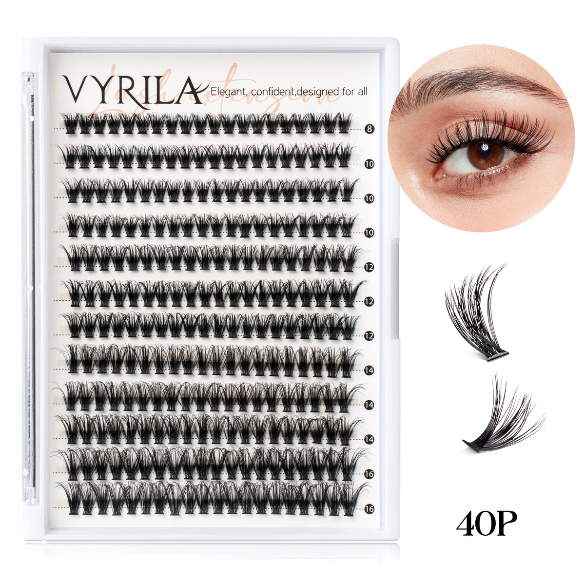 VYRILA C Curl 3D Wispy DIY Eyelash Extensions - Reusable & Natural Look
