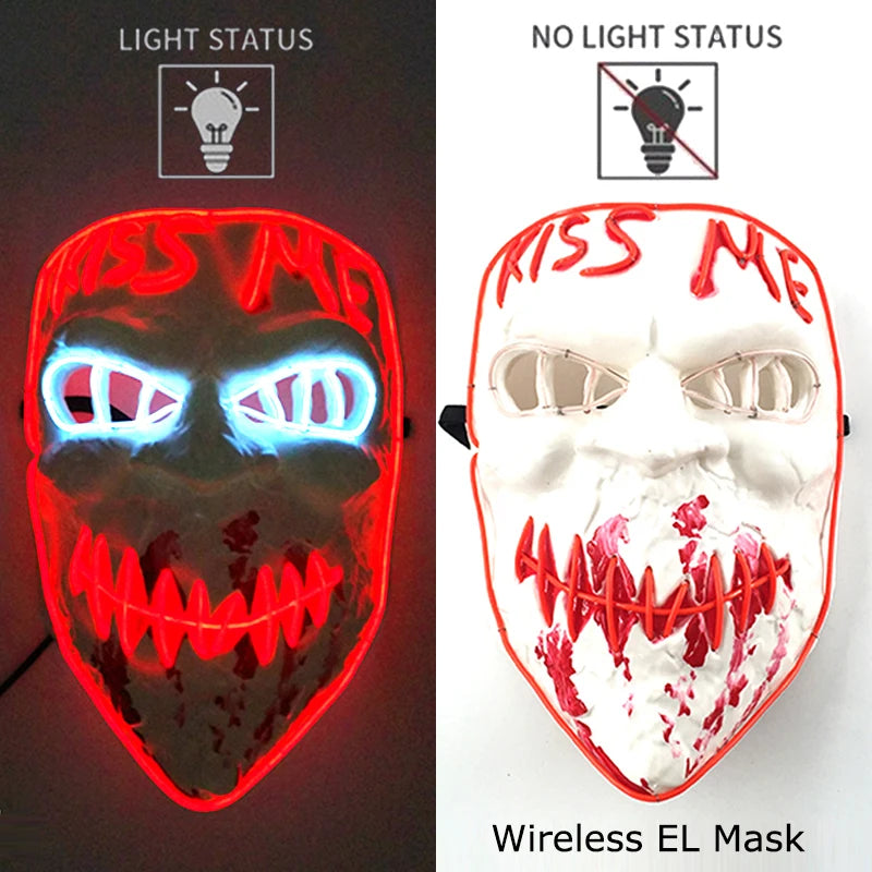 Glow-in-the-Dark Wireless LED Purge Mask for Halloween Cosplay