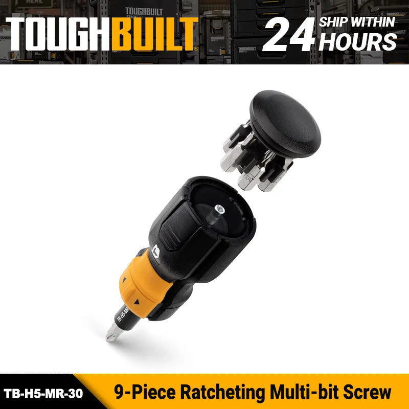 TOUGHBUILT Multi-Bit Ratcheting Screwdriver 9-Piece Set