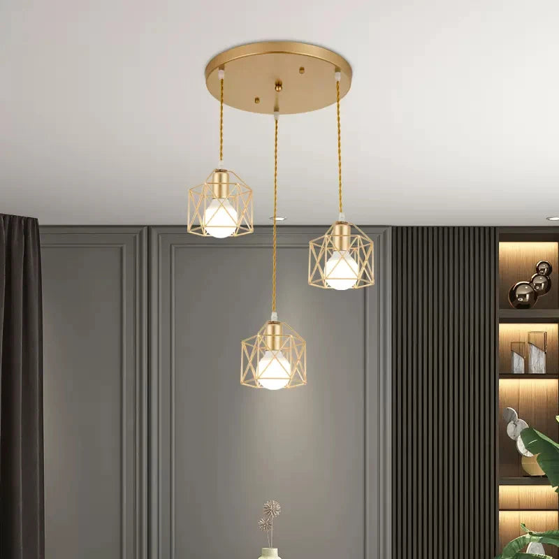 Modern Minimalist LED Pendant Light - Gold & Black Metal Fixture