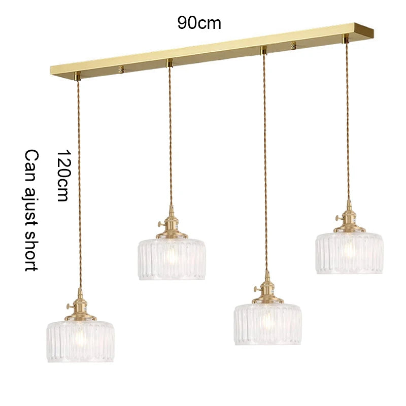 Elegant Green Stripe Glass Pendant Light - E27 Chandelier Fixture