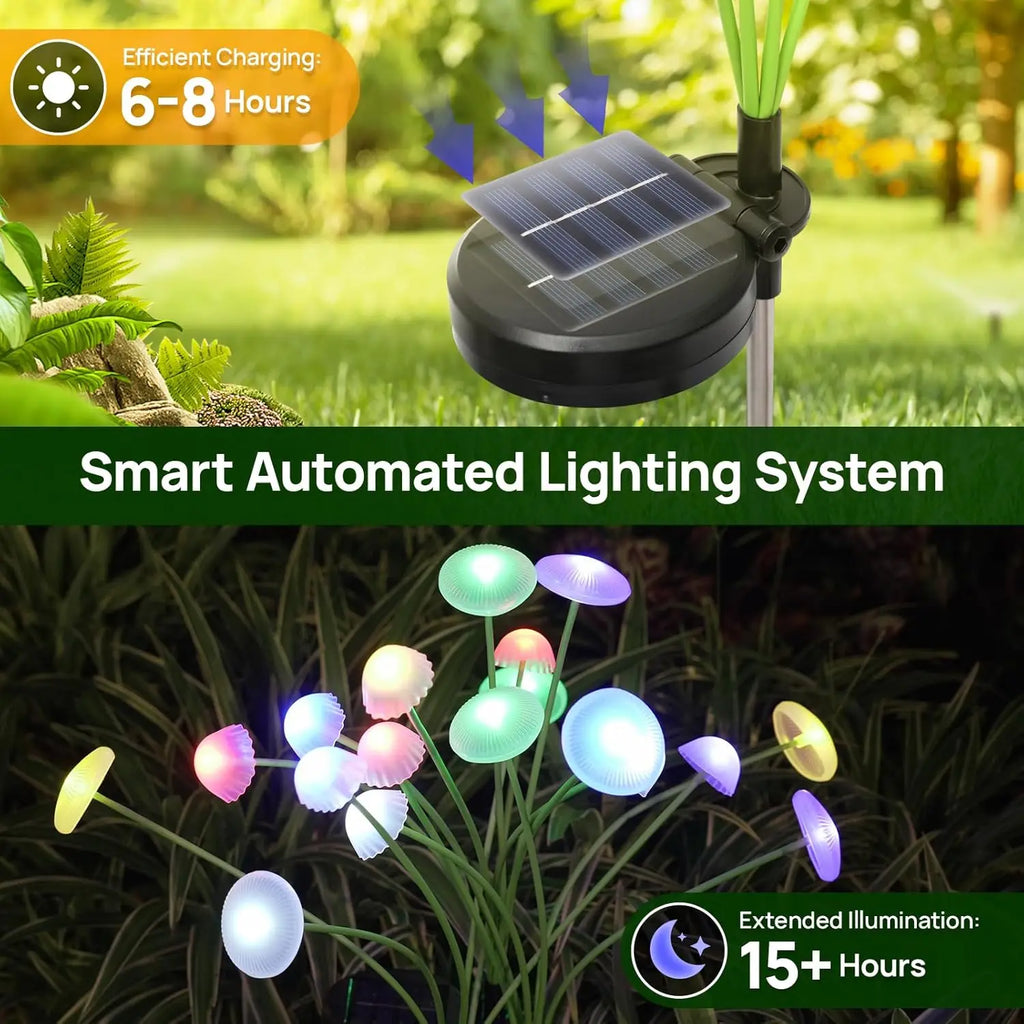Waterproof Dual Mode LED Solar Mushroom Garden Lights for Ambiance