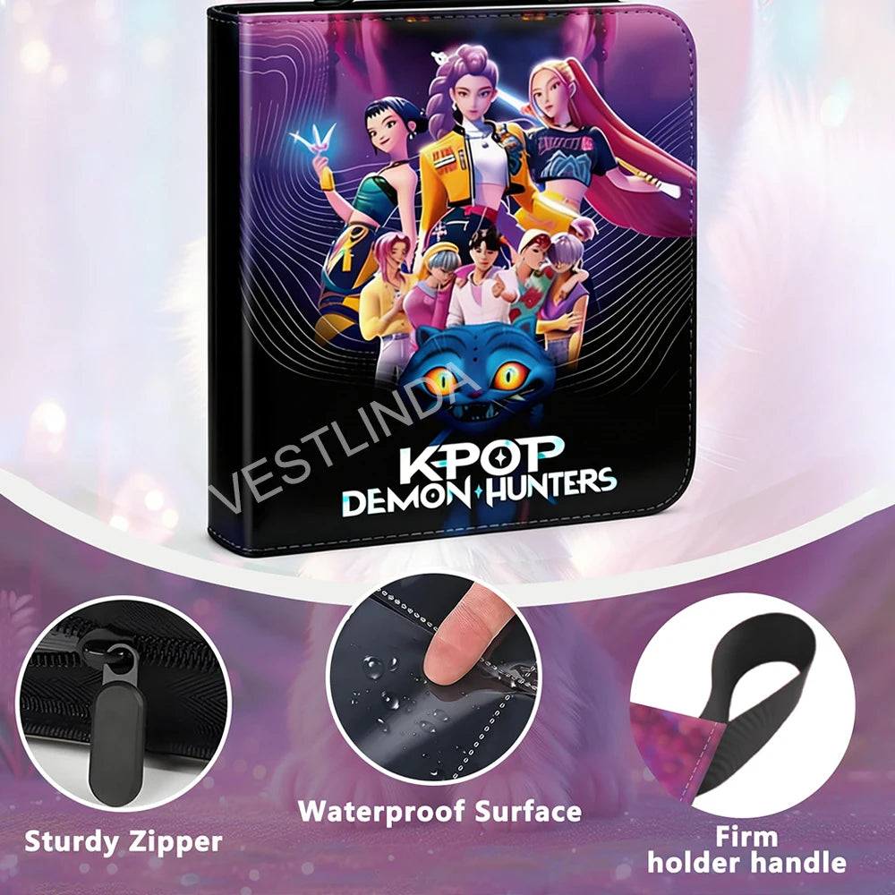Kpop Demon Hunters Card Book - 400PCS PU Leather Zipper Storage