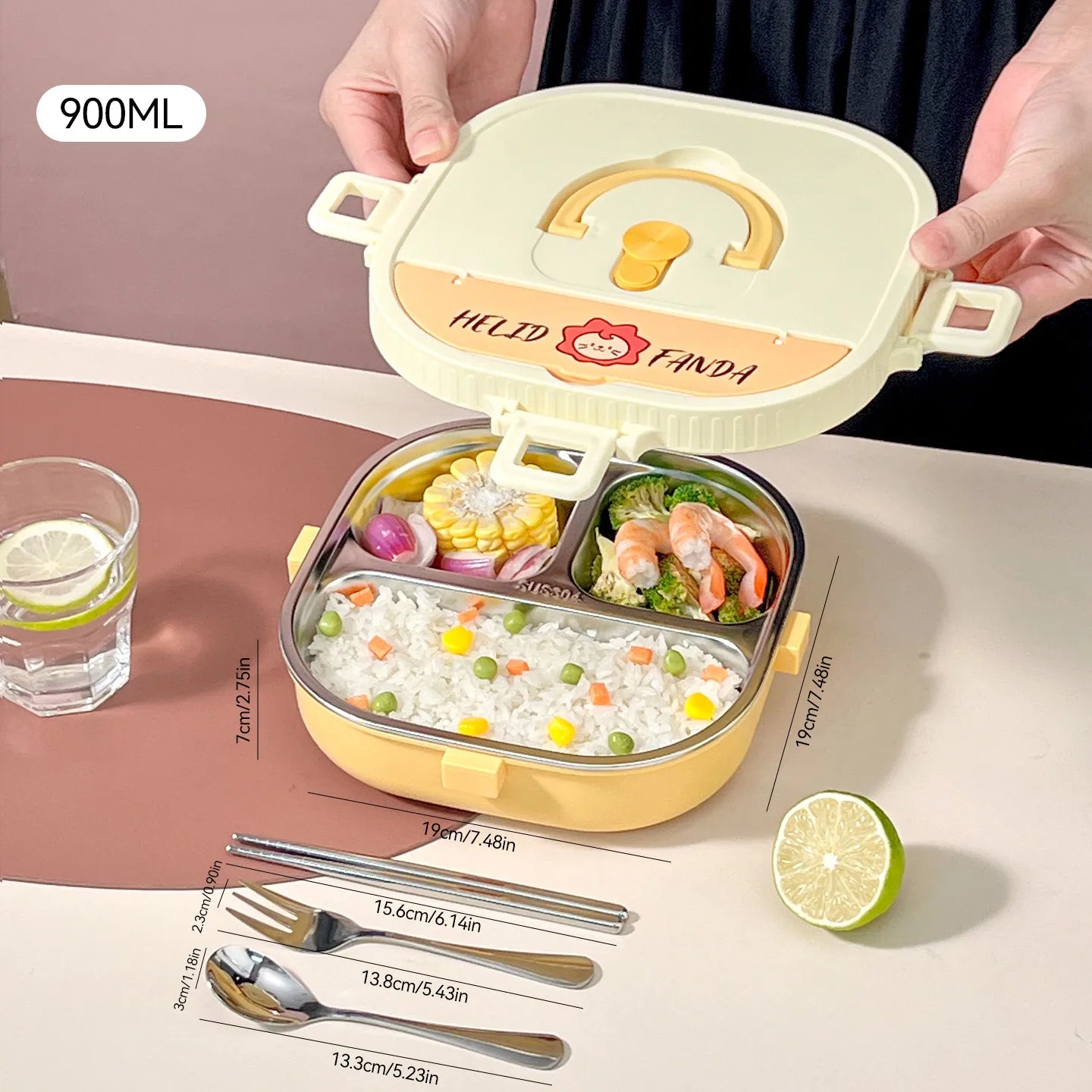 WORTHBUY Microwave Safe 3/4 Compartment Bento Lunch Box