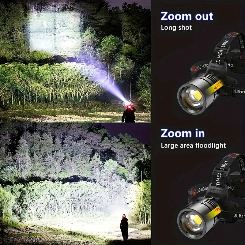 Rechargeable LED Headlamp - High Lumens, Waterproof for Camping & Hiking
