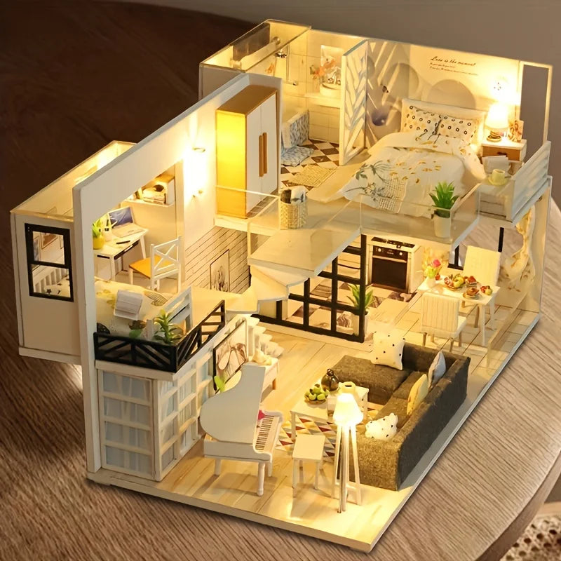 DIY 3D Wooden Dollhouse Model Kit - Creative Puzzle for Teens & Adults