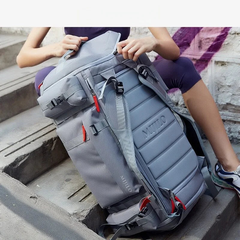 Durable Nylon Sports Backpack with Wet-Dry Separation - 33-35L