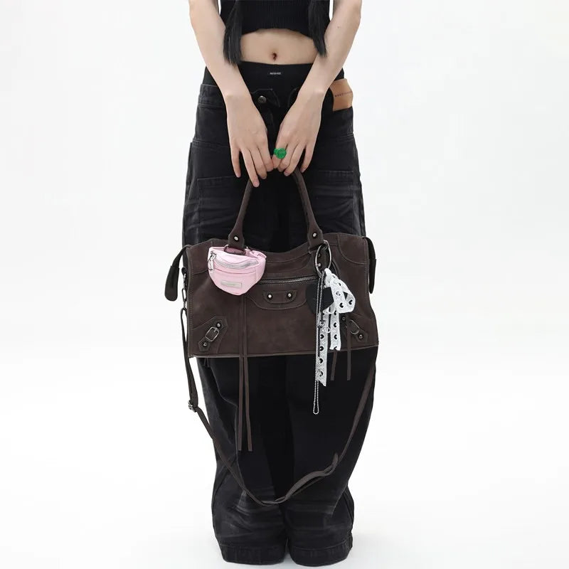 Y2K Vintage Motorcycle Bag - Stylish Crossbody with Adjustable Strap