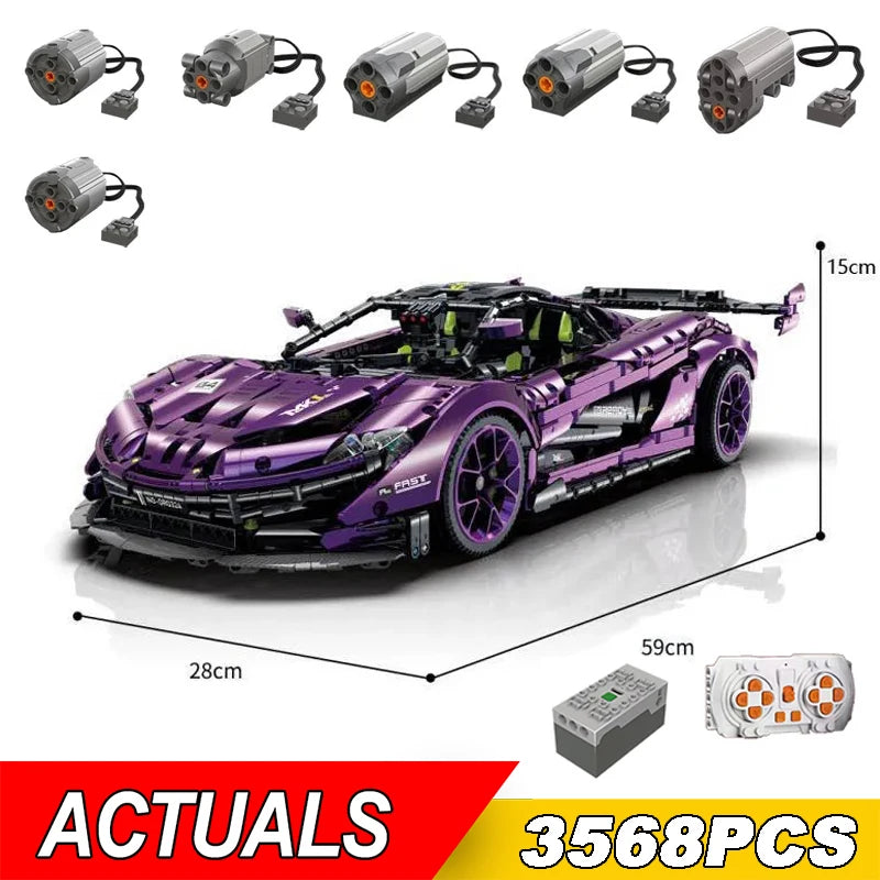 3568pcs Remote Control Sports Car Building Blocks - MOC P1 Model