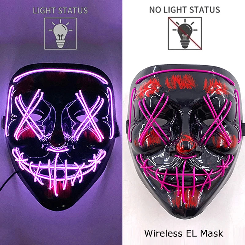 Glow-in-the-Dark Wireless LED Purge Mask for Halloween Cosplay