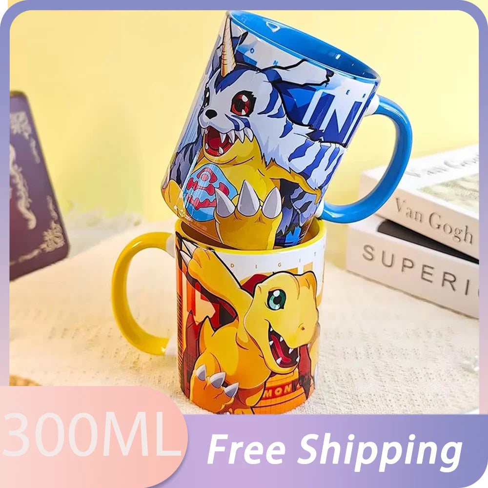 Cute Digimon Adventure Ceramic Mug - Agumon & Gabumon