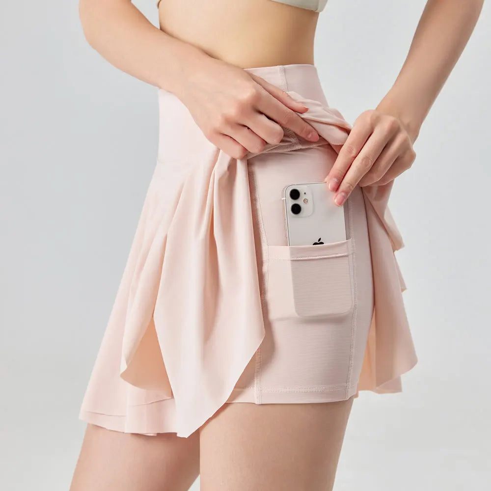 STOWN Women's High-Waisted Pleated Tennis Skirt - Sun Protection & Style