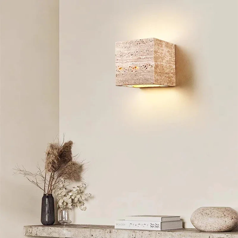 Elegant Wabi Sabi Yellow Marble LED Wall Lamp for Modern Interiors