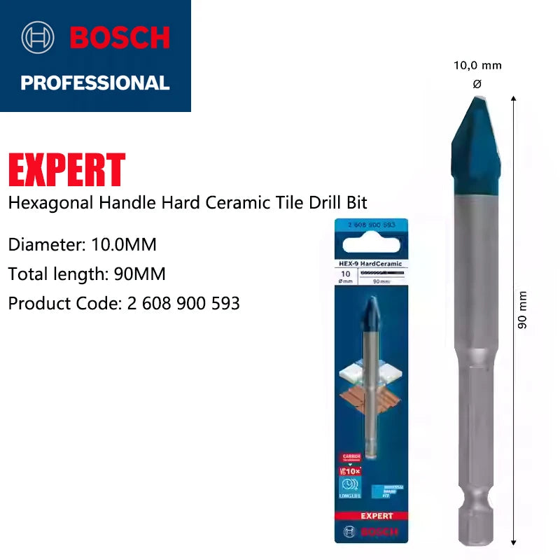 BOSCH HEX-9 Hard Ceramic Drill Bits for Tough Tiles - Expert Quality