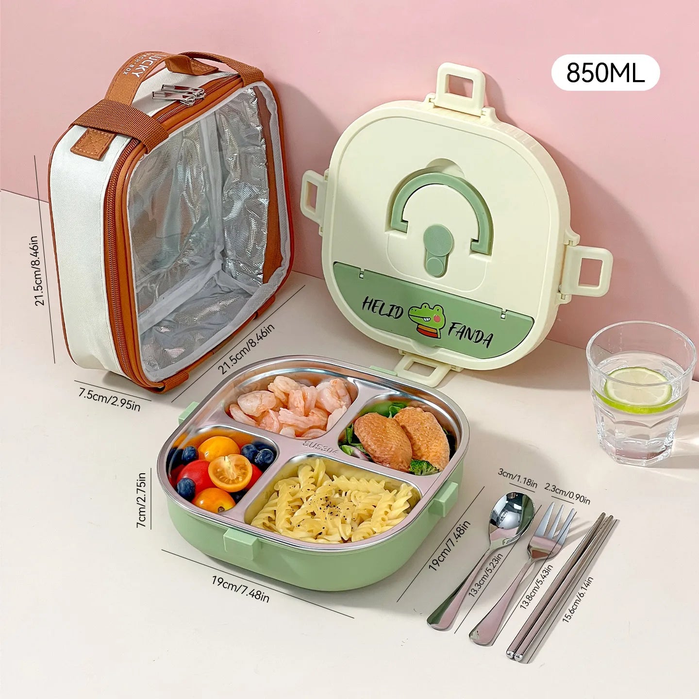 WORTHBUY Microwave Safe 3/4 Compartment Bento Lunch Box