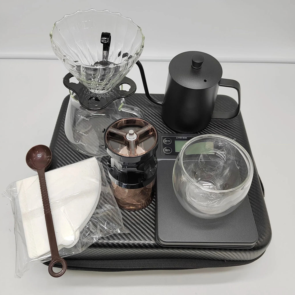 Portable Manual Coffee Grinder & Drip Kettle Set - Ideal for Camping
