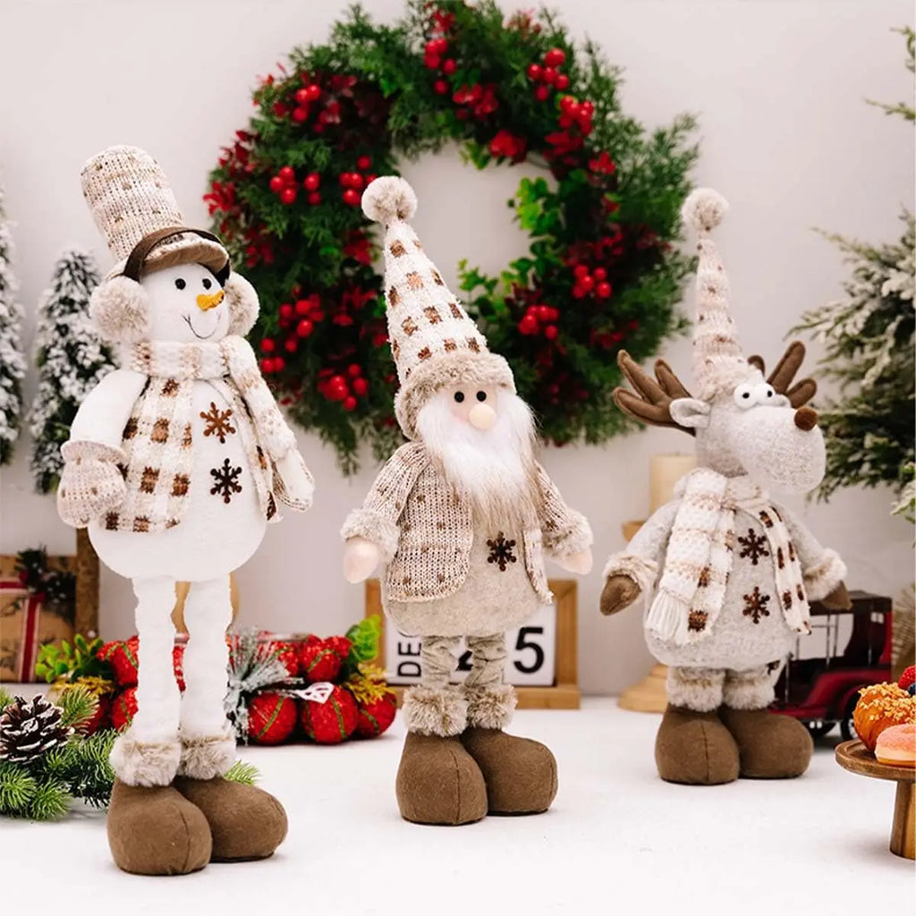 Adjustable Santa, Snowman & Reindeer Plush Dolls - Perfect Christmas Decor