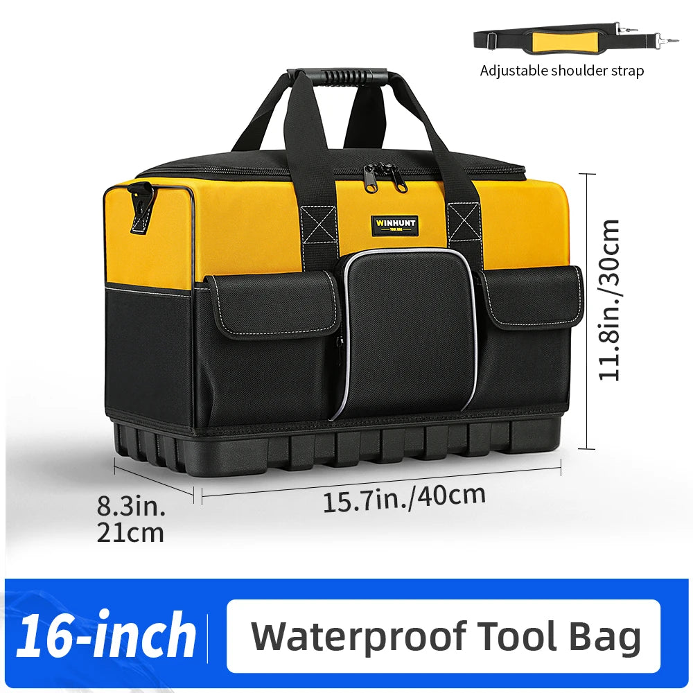 WINHUNT Heavy-Duty Tool Bag - Wide Mouth, Adjustable Strap, Durable