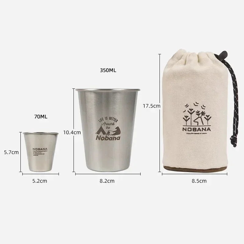 MOUNTAINHIKER 304 Stainless Steel Camping Cup Set - 4/6/8PCS Travel Cups