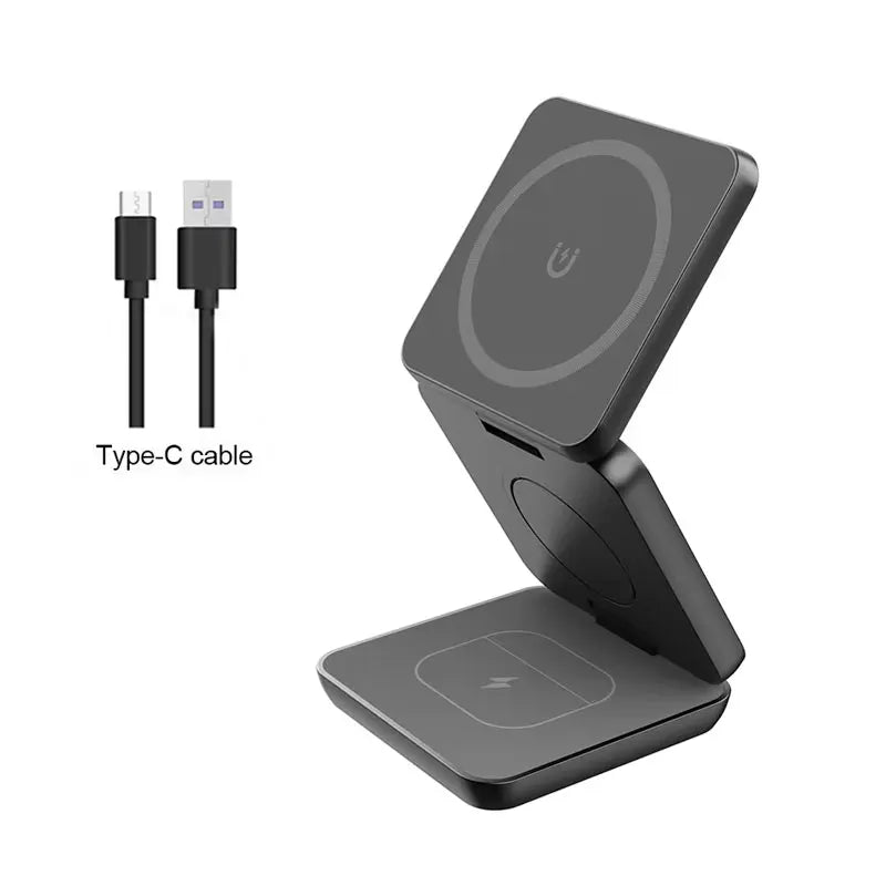 3-in-1 Wireless Charger for iPhone, Watch & AirPods - Magnetic Station