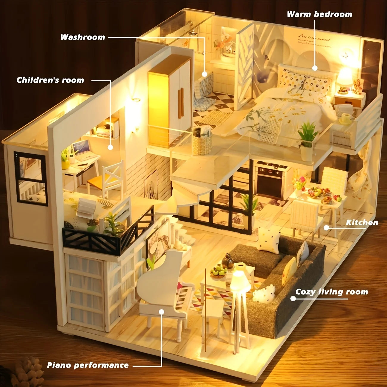 DIY 3D Wooden Dollhouse Model Kit - Creative Puzzle for Teens & Adults