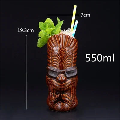 Colorful 450ml Hawaii Tiki Mug - Perfect for Cocktails & Beverages