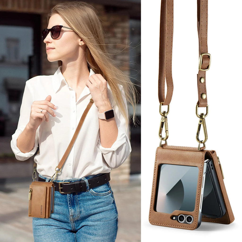 Luxury 2-in-1 Leather Flip Case for Samsung Galaxy Z Flip Series