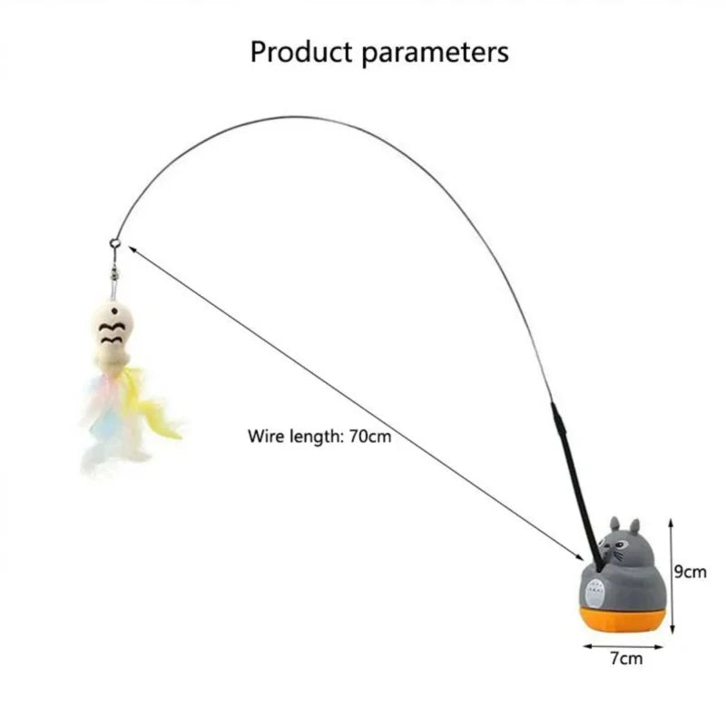 Interactive Feather Cat Toy - Long Pole with Bell for Endless Fun