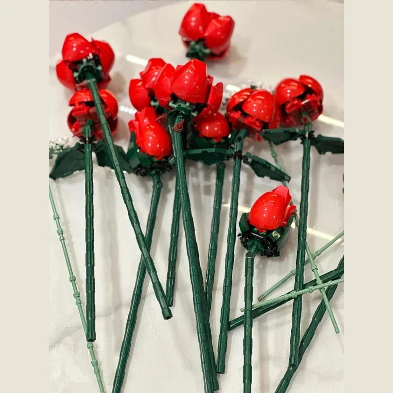 Creative Rose Bouquet Building Set - Colorful Educational Toy for Girls
