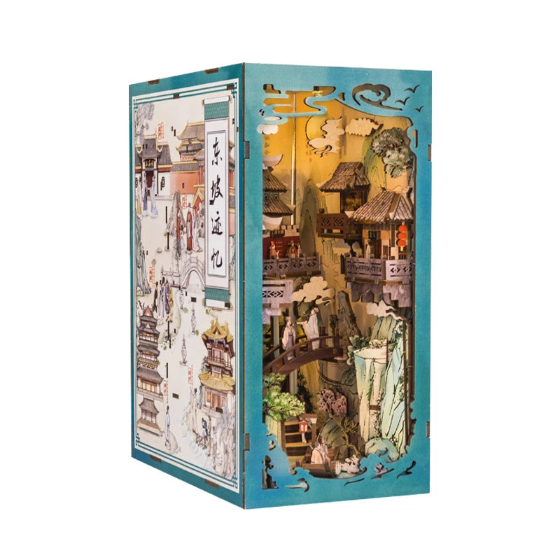 CUTEBEE LED Book Nook Dollhouse Kit with Dust Cover for DIY Enthusiasts