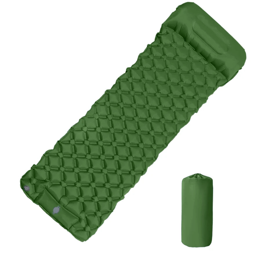 Ultralight Inflatable Camping Mattress with Built-In Pump & Pillows