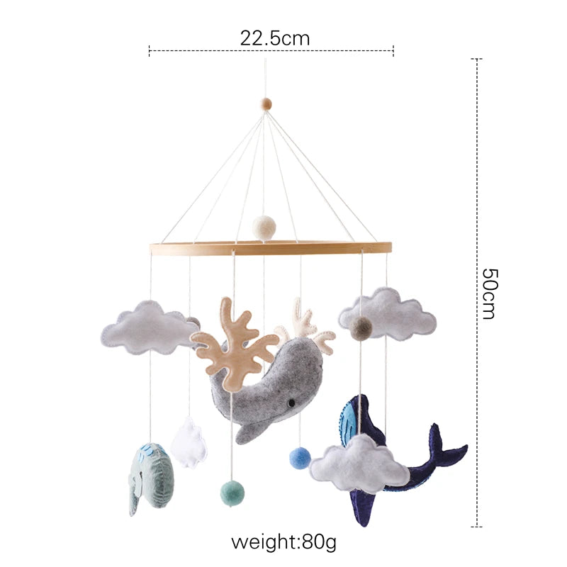 Soft Felt Hot Air Balloon Baby Crib Mobile - Colorful Wind Chime Toy