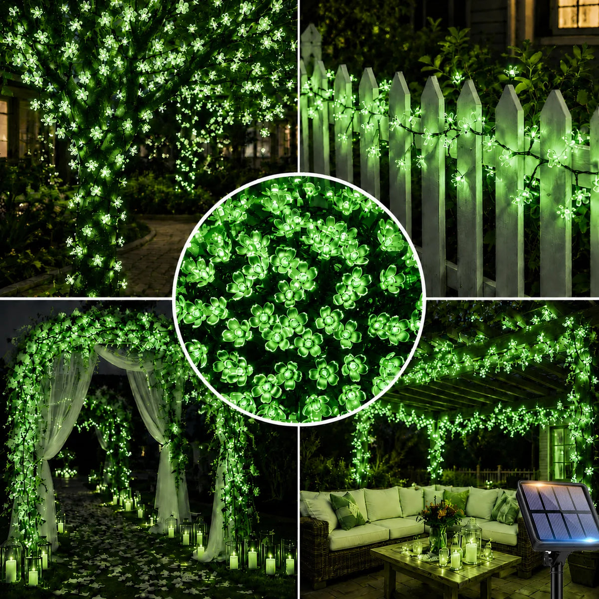 Outdoor Waterproof Solar Cherry Blossom String Lights - 8 Modes Decor