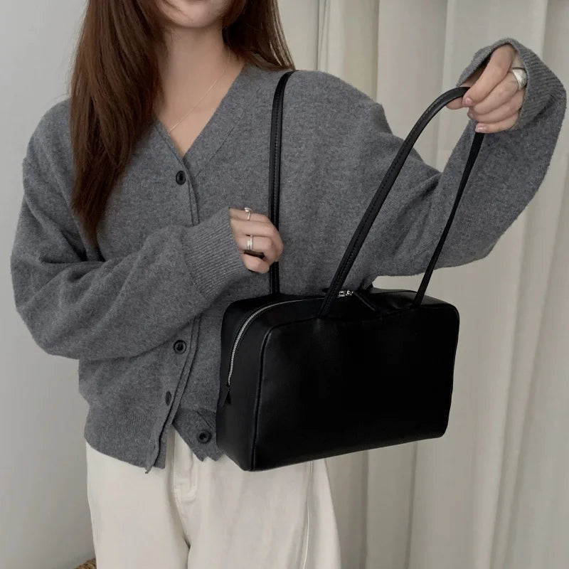 Trendy Sheepskin Leather Shoulder Bag - Versatile Underarm Crossbody
