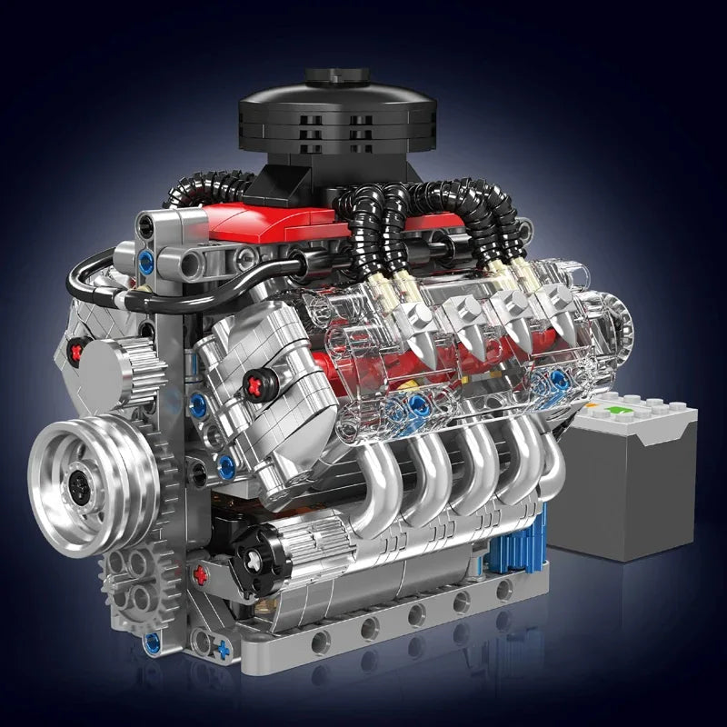 MOULD KING Motorized LSX454 V8 Engine Building Block Set - 487PCS