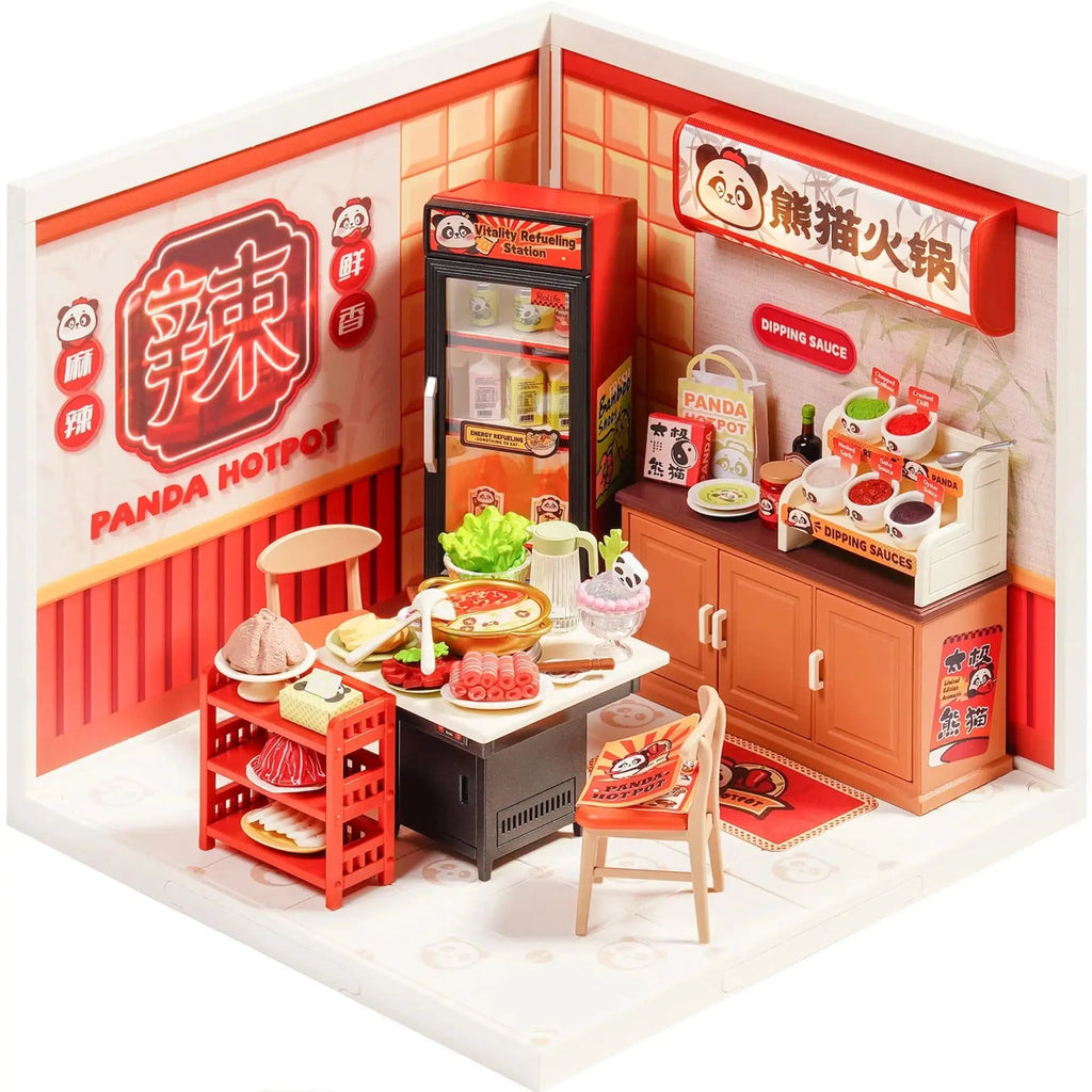 Rolife Panda Hot Pot DIY Miniature Model Kit - Creative Stress Relief Fun