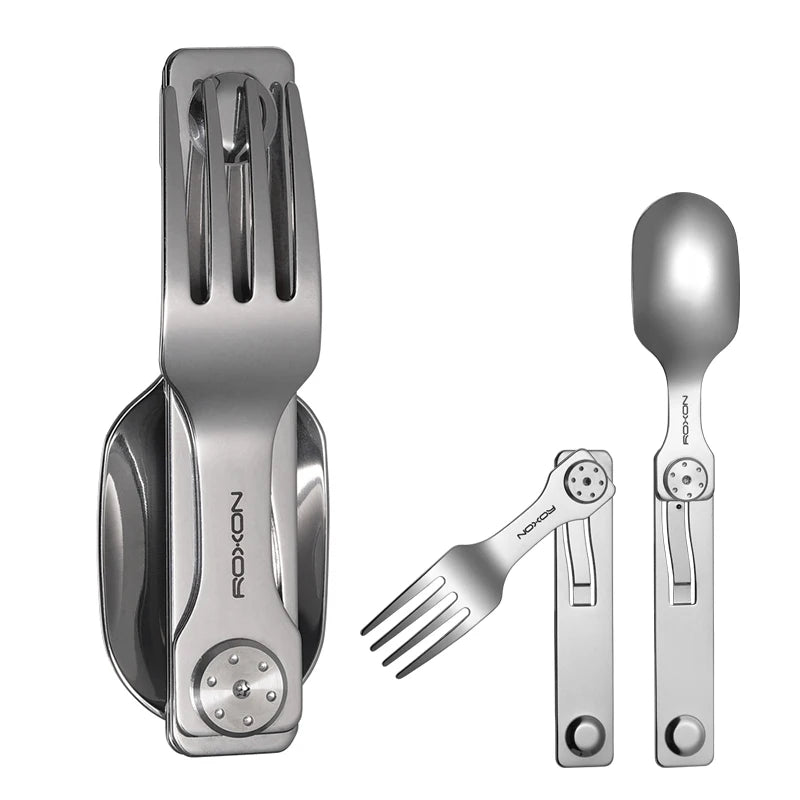 ROXON 3-in-1 Portable Camping Cutlery Set - Knife, Fork & Spoon